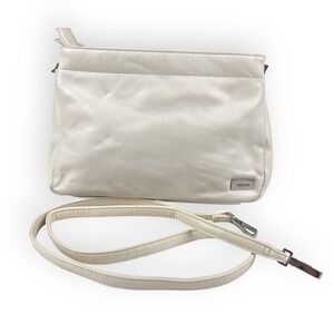 Vintage Coletta Shoulder Bag Clutch Genuine Leather Bone Ivory Strap‎